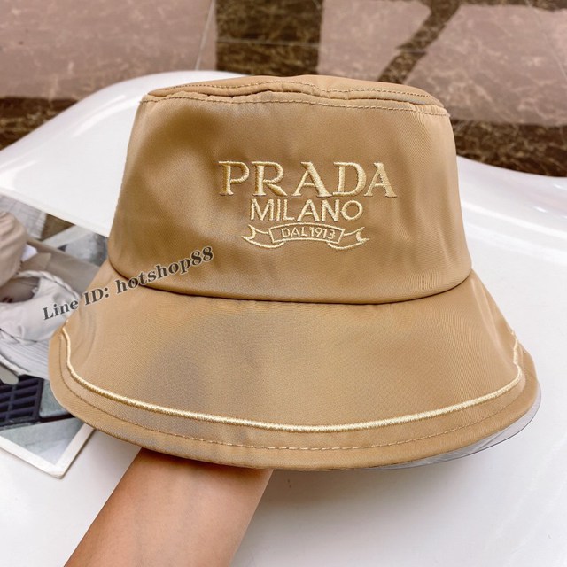 Prada專櫃新款三角標漁夫帽 普拉達遮陽防曬男女款漁夫帽 mmyj3185